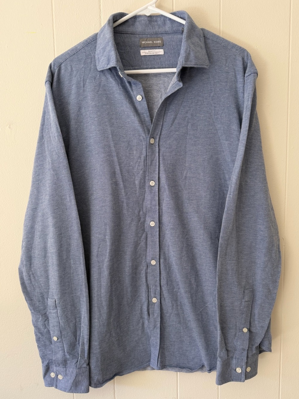 Michael Kors Slim Fit Fine Gauge Knit Long Sleeve Button Down Shirt Mens XL